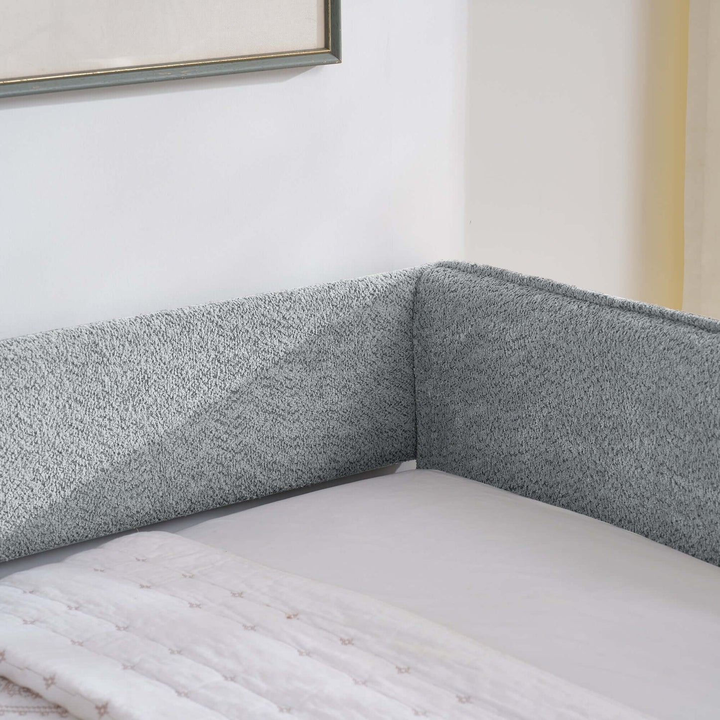 Daybed with Trundle Upholstered Tufted Sofa Bed, Full Size, Boucle