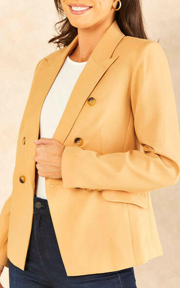 Camel Solid Blazer.