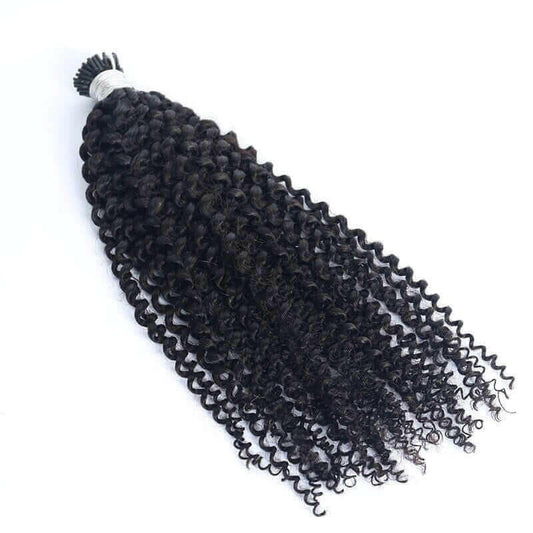 Kinky Curly Human Hair i Tip Microlinks Bulk Braiding Human Hair Bundl.