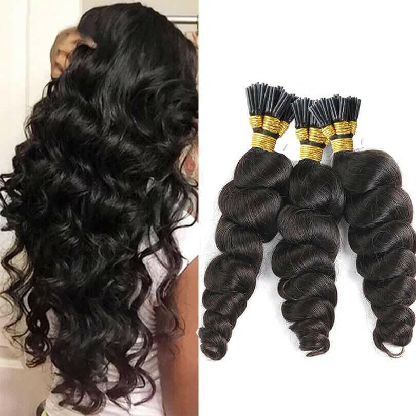 Loose Wave Human Hair i Tip Microlinks Bulk Braiding Human Hair Bundle.