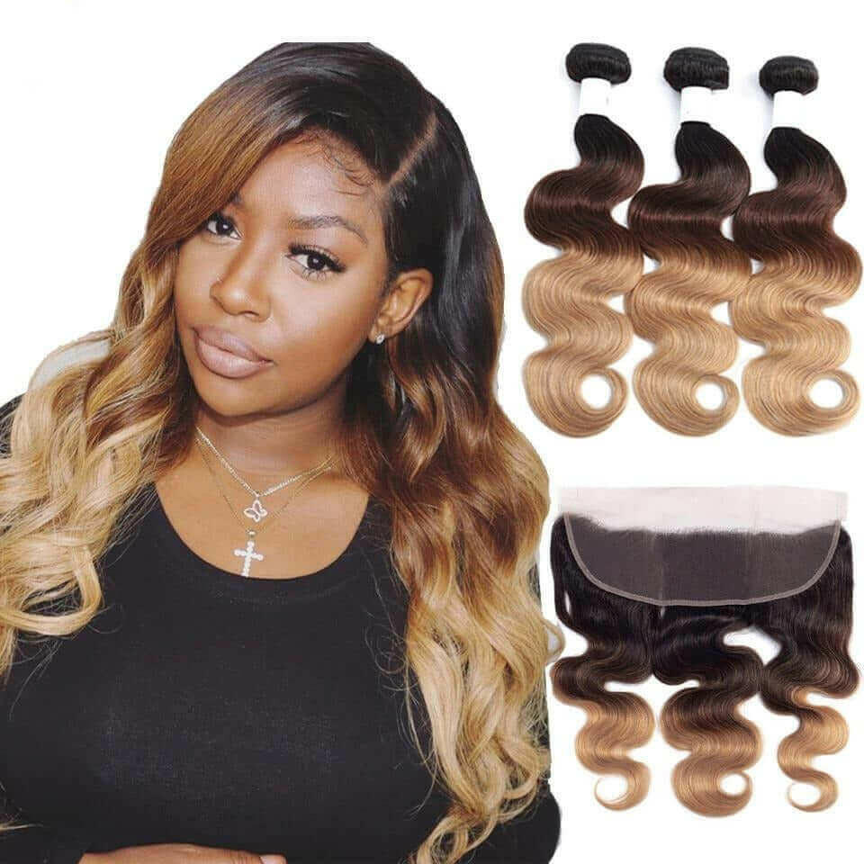 10A Grade #1B/4/30 Body Wave #1B/4/27 BUNDLES with CLOSURES & FRONTALS.