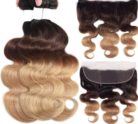 10A Grade #1B/4/30 Body Wave #1B/4/27 BUNDLES with CLOSURES & FRONTALS.