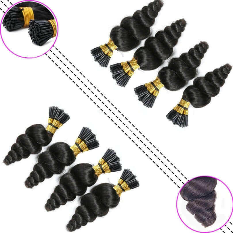 Loose Wave Human Hair i Tip Microlinks Bulk Braiding Human Hair Bundle.