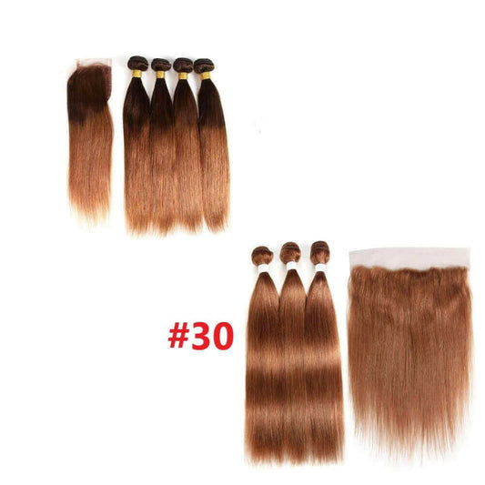 #4/30 Straight Ombre 10A Grade Body Wave #30 BUNDLES with 4x4  CLOSURE.