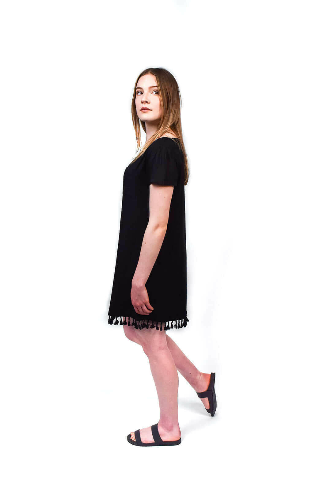 Pleated Sleeved Dress