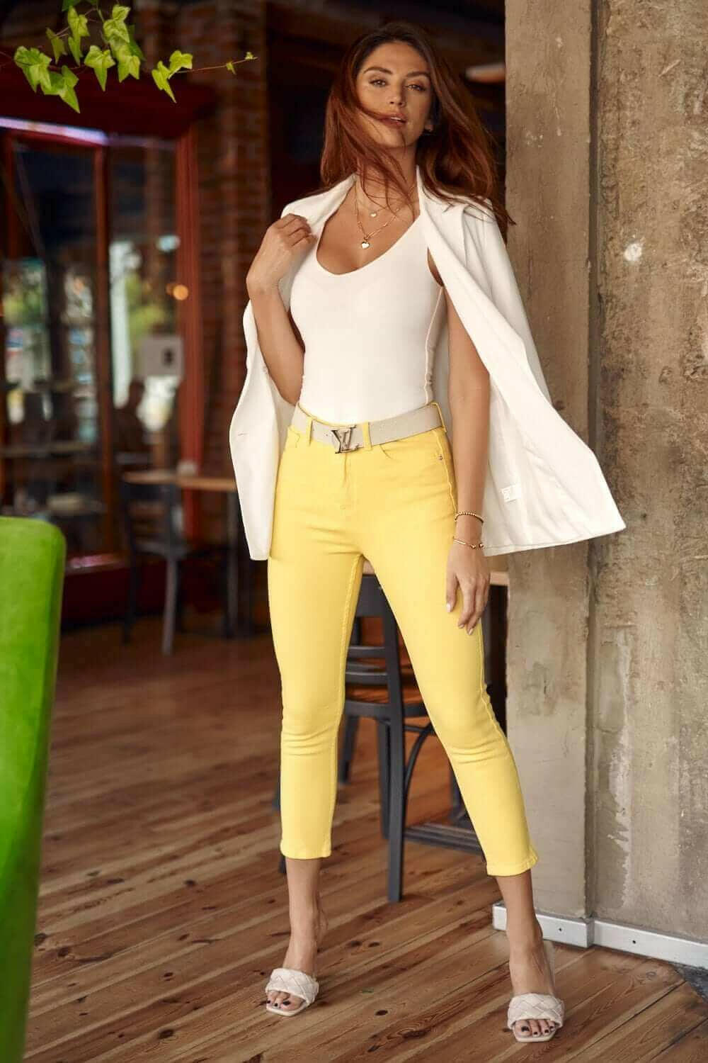 Fitted denim jeans yellow 6217.