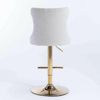 Set of 2 Modern Adjustable Velvet Swivel Bar Stools.