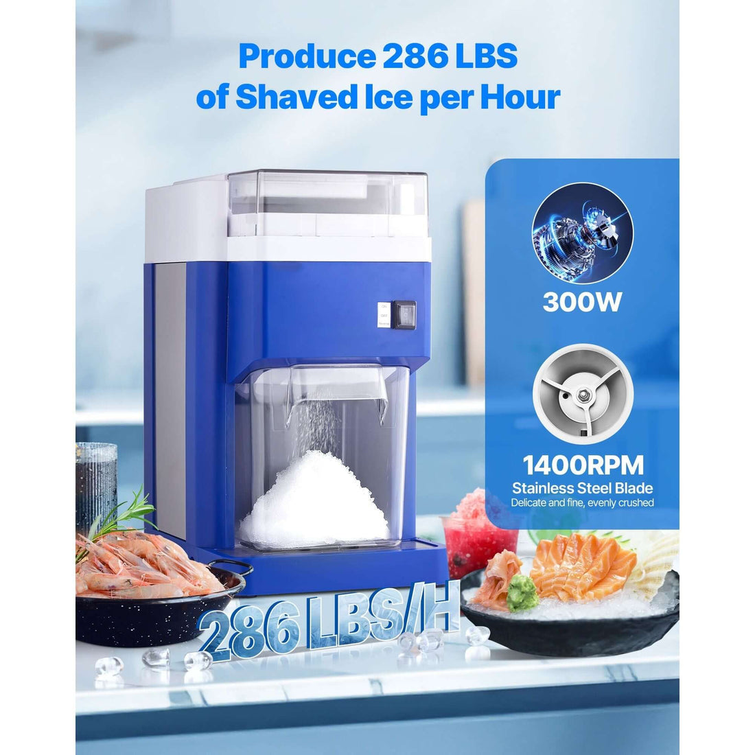 Commercial Ice Shaver Machine, 1.91QT /1.8L Large Electric Snow Cone