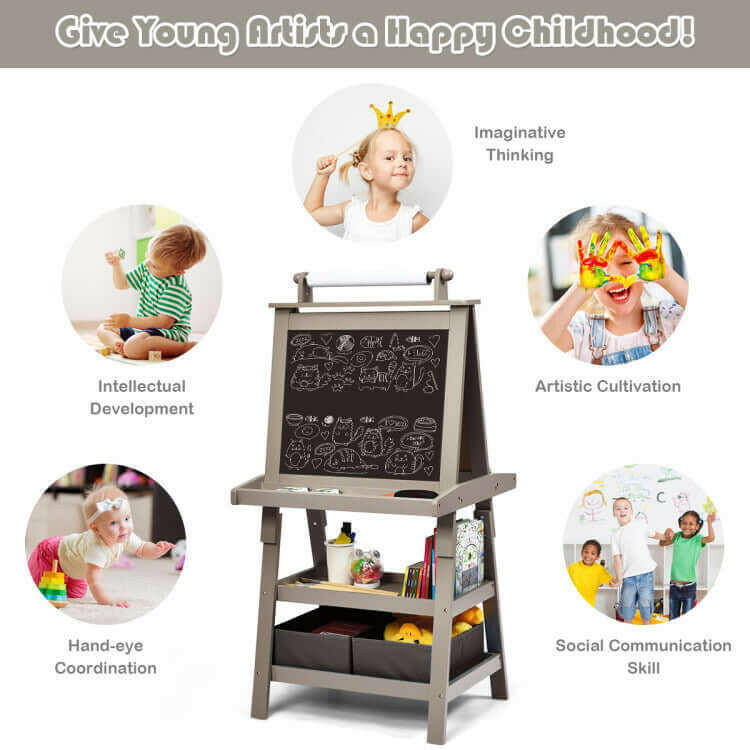 3-in-1 Art Easel for Kids - Double-Sided &amp; Storage