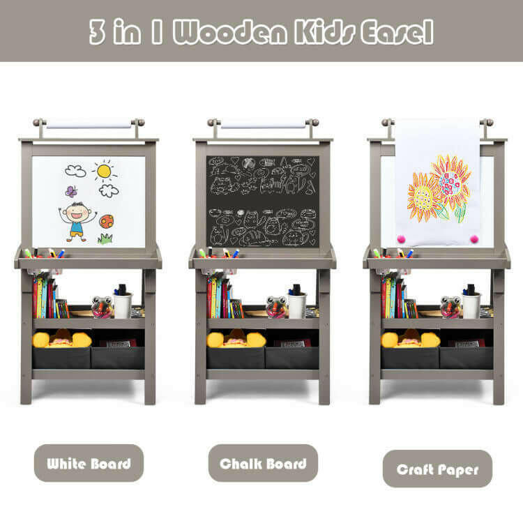 3-in-1 Art Easel for Kids - Double-Sided &amp; Storage