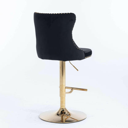 Set of 2 Modern Adjustable Velvet Swivel Bar Stools.