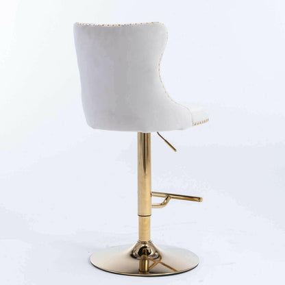 Set of 2 Modern Adjustable Velvet Swivel Bar Stools.