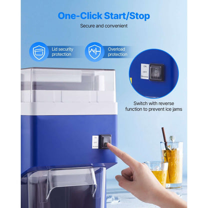Commercial Ice Shaver Machine, 1.91QT /1.8L Large Electric Snow Cone