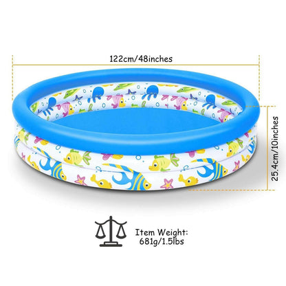 48x10In Inflatable Swimming Pool Blow Up Family Pool For 2 Kids