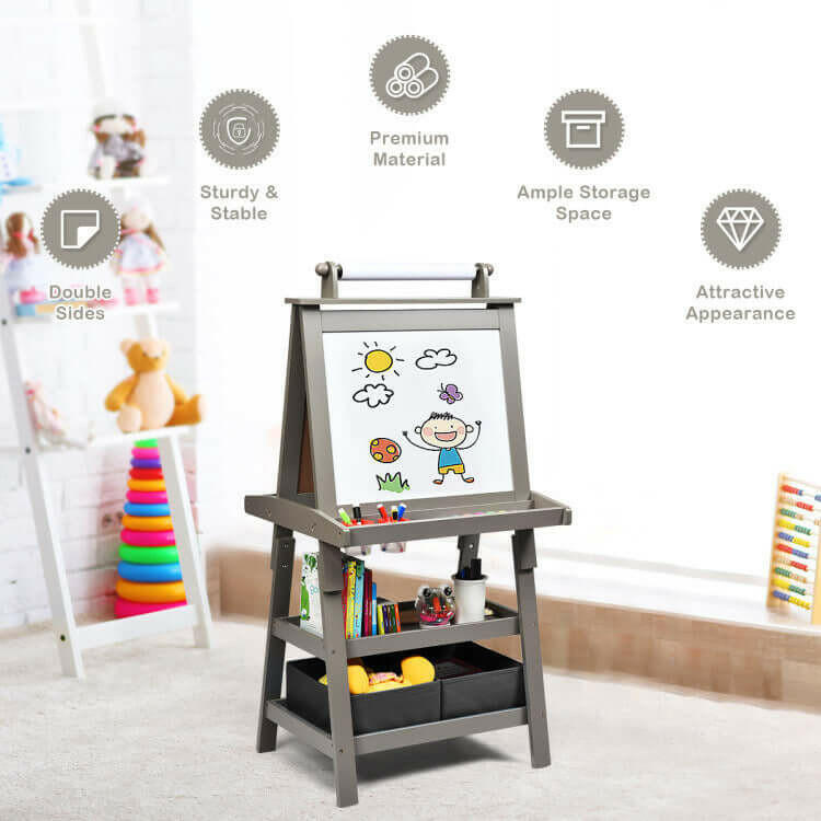 3-in-1 Art Easel for Kids - Double-Sided &amp; Storage