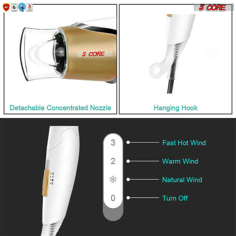 Hair Blow Dryer Lightweight Conditioner Cord Keeper Hair Dryer Ionic
