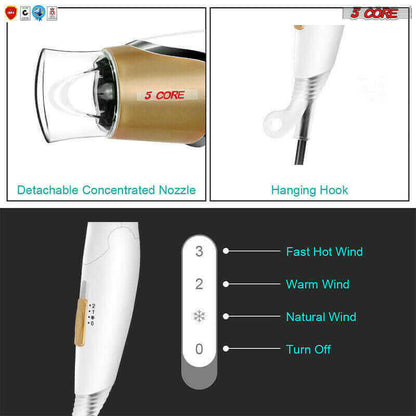 Hair Blow Dryer Lightweight Conditioner Cord Keeper Hair Dryer Ionic