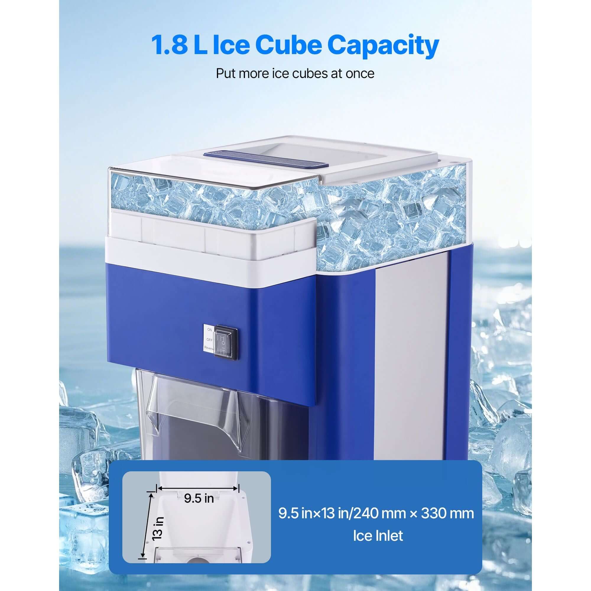 Commercial Ice Shaver Machine, 1.91QT /1.8L Large Electric Snow Cone