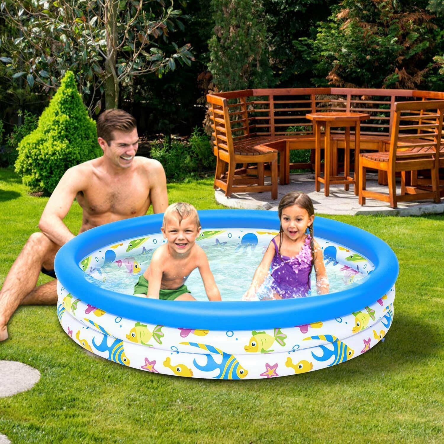 48x10In Inflatable Swimming Pool Blow Up Family Pool For 2 Kids