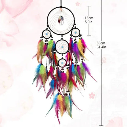 Colorful Dream Catcher with Feathers and Beads