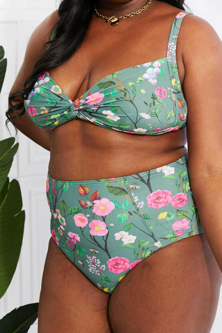 Marina West Swim Take A Dip Twist High-Rise Bikini in Sage.