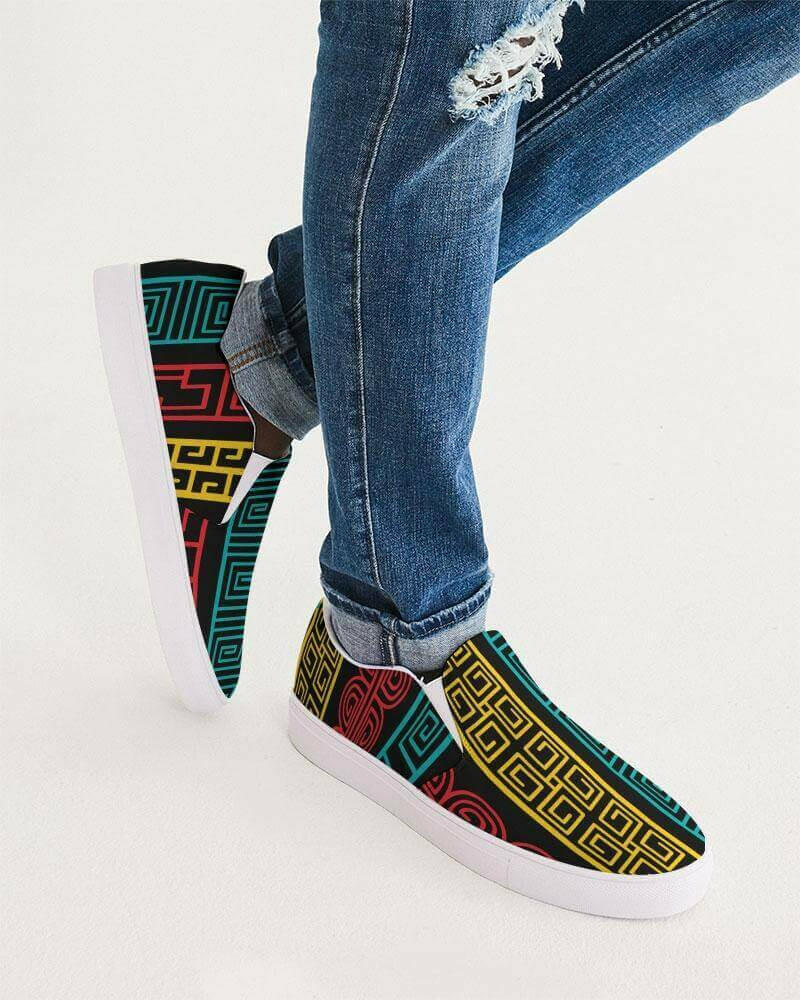multicolor canvas slip-on sneakers