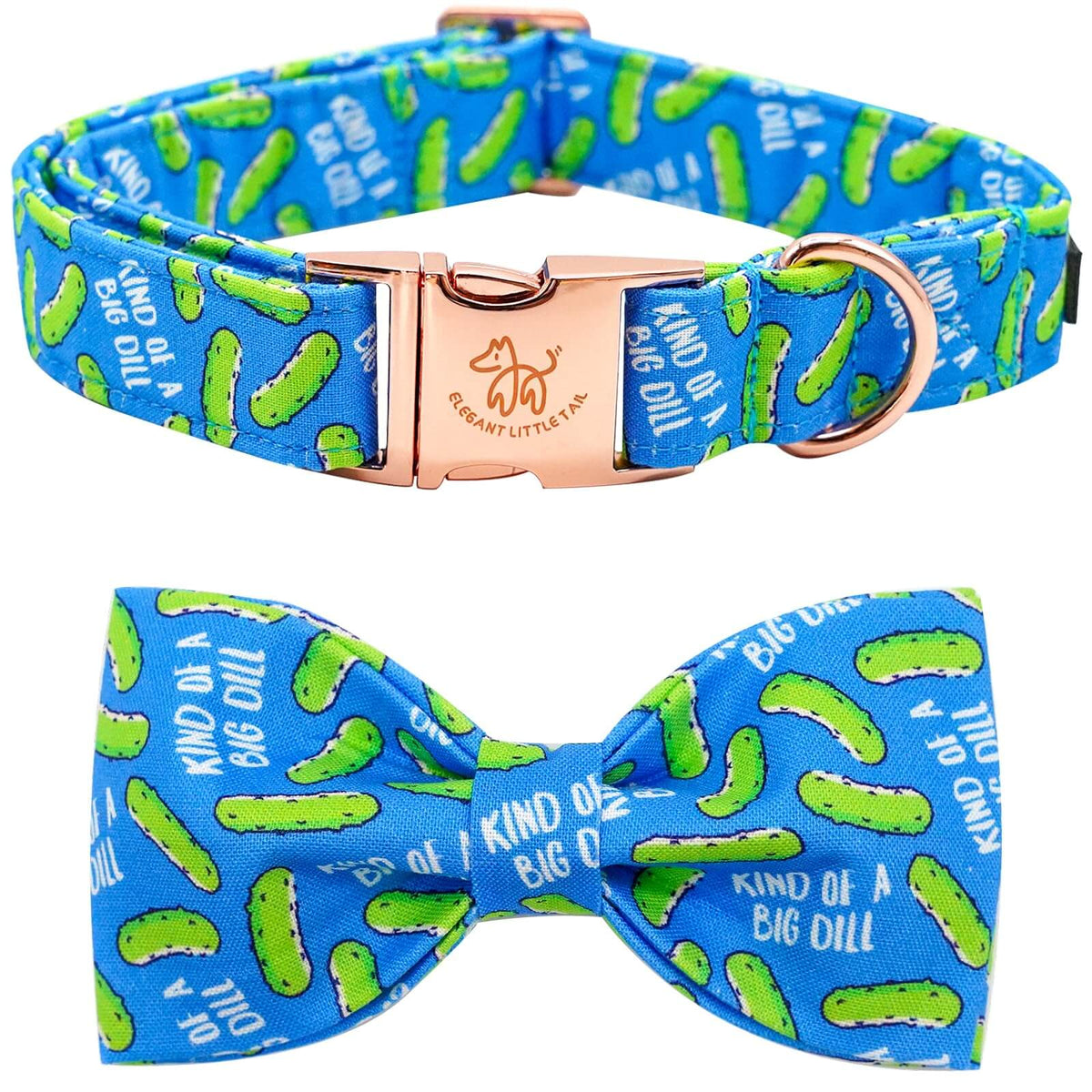 Elegant Little Tail Dill Pickles Bowtie Dog Collar - X-Large