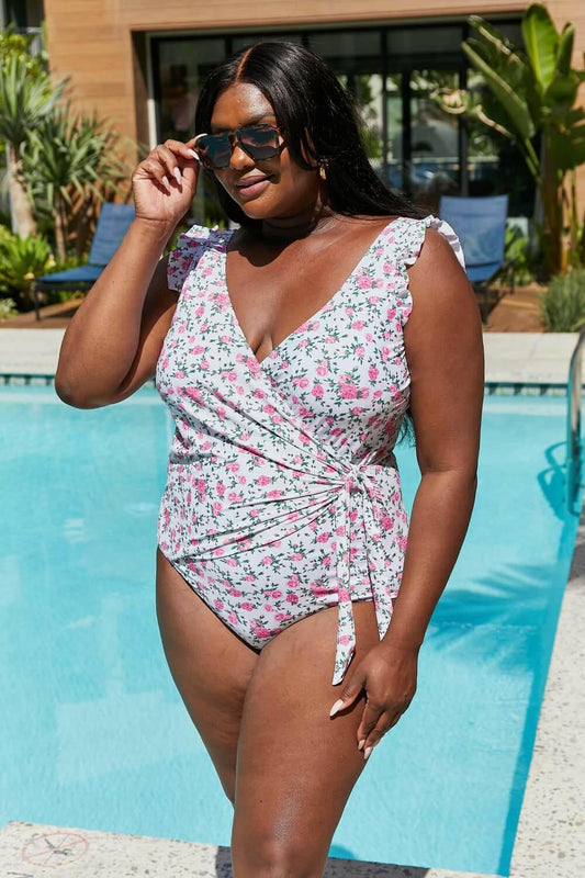 Marina West Swim Full Size Float On Ruffle Faux Wrap One-Piece in.