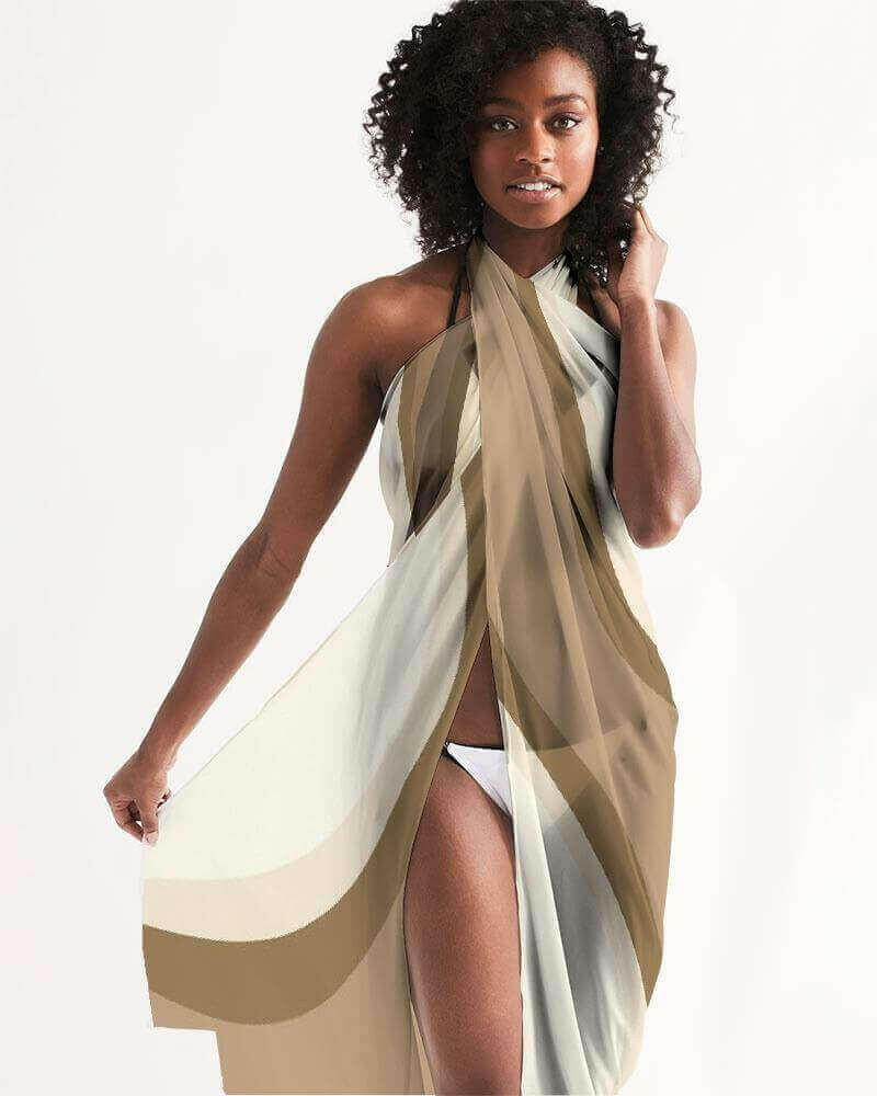 Sheer Sarong Swimsuit Cover Up Wrap / Brown Swirl.