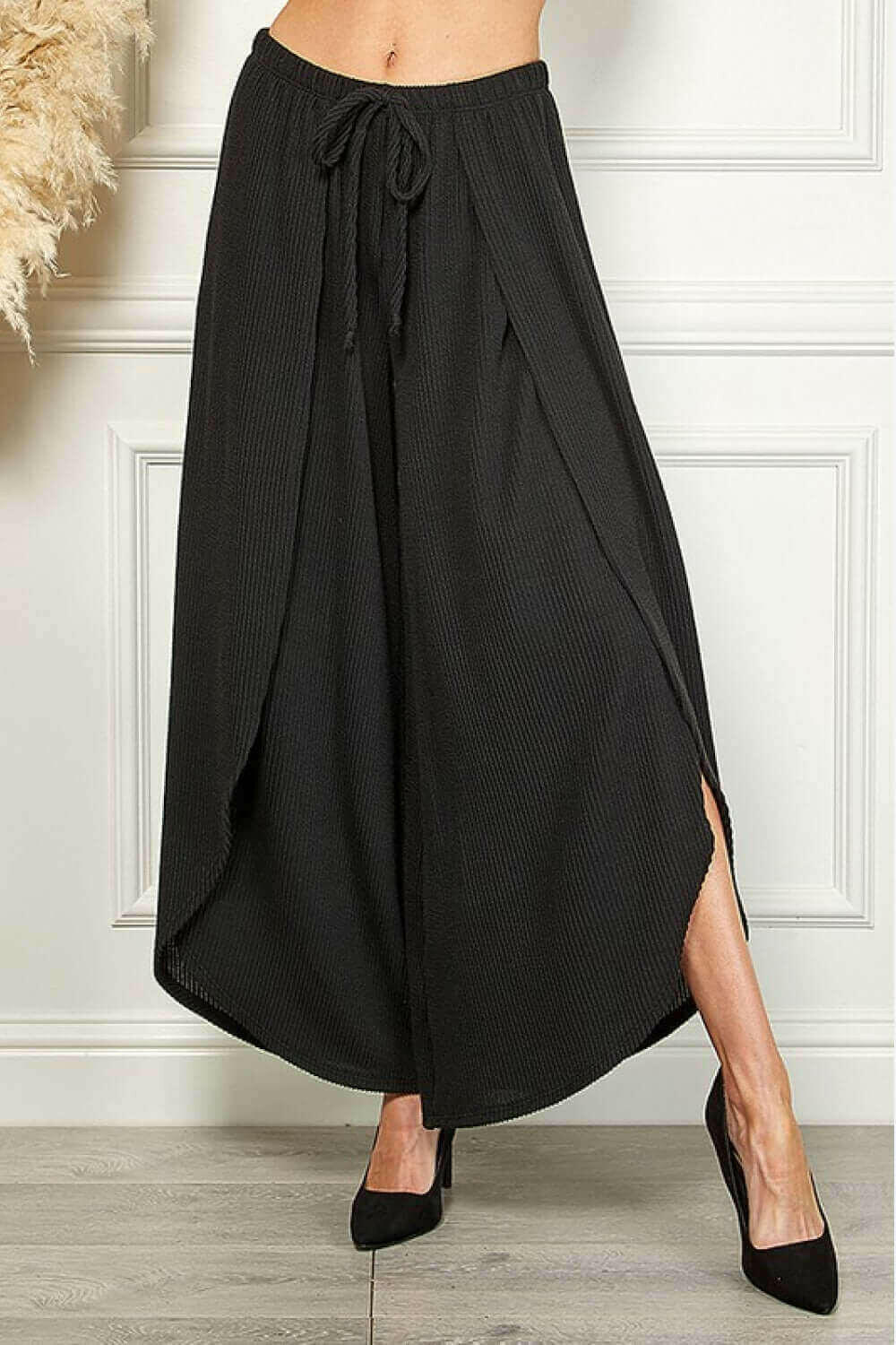 Blumin Apparel Confidently Chic Full Size Split Wide Leg Pants.