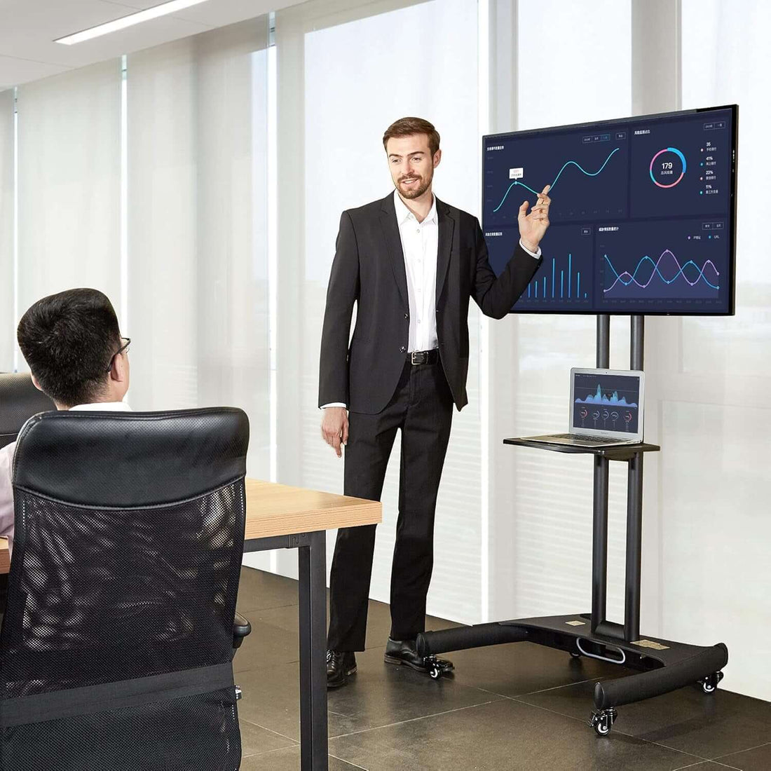 Mobile TV Cart with Wheels for 32 to 75 Inch TVs