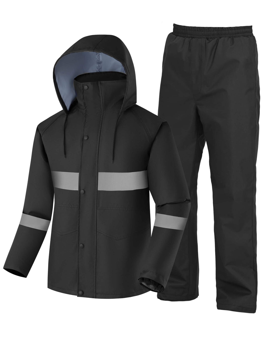 Ubon Hooded Rainwear – Hi-vis Black, Large