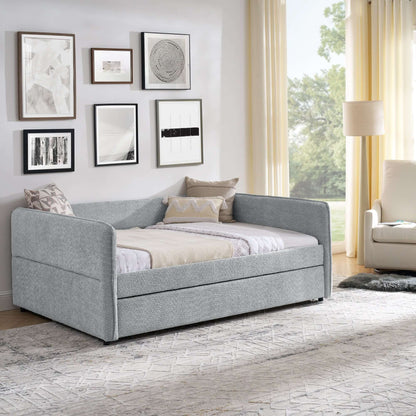 Daybed with Trundle Upholstered Tufted Sofa Bed, Full Size, Boucle