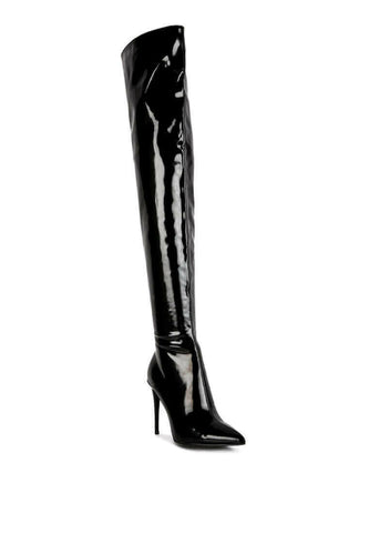 eclectic patent pu long stiletto boots.