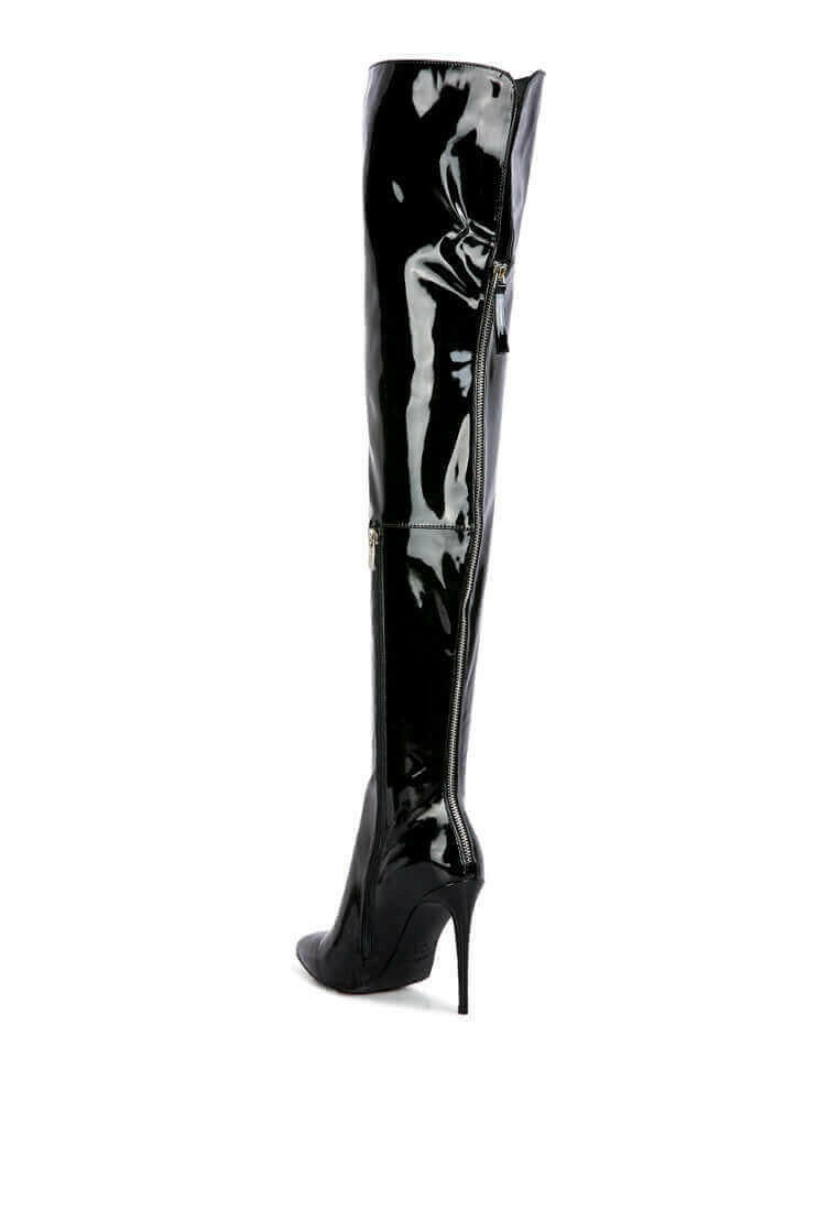 eclectic patent pu long stiletto boots