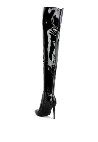 eclectic patent pu long stiletto boots.