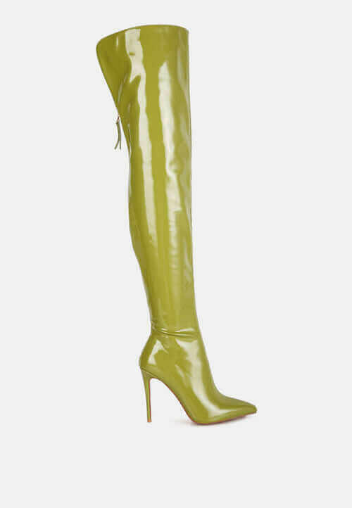 eclectic patent pu long stiletto boots.