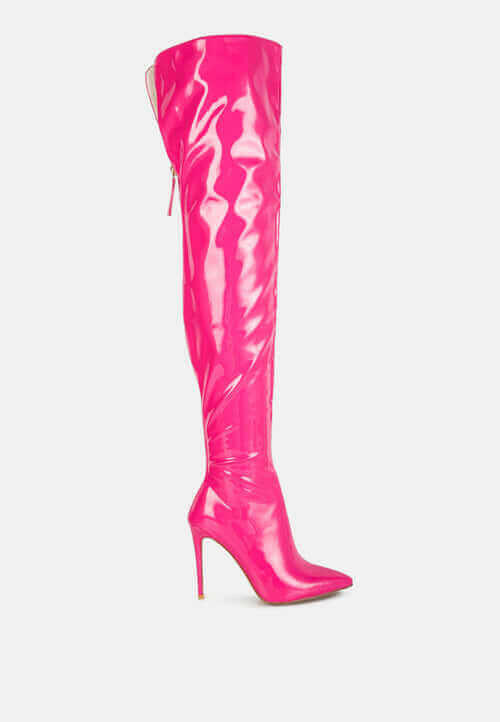 eclectic patent pu long stiletto boots.