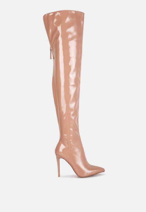 eclectic patent pu long stiletto boots.