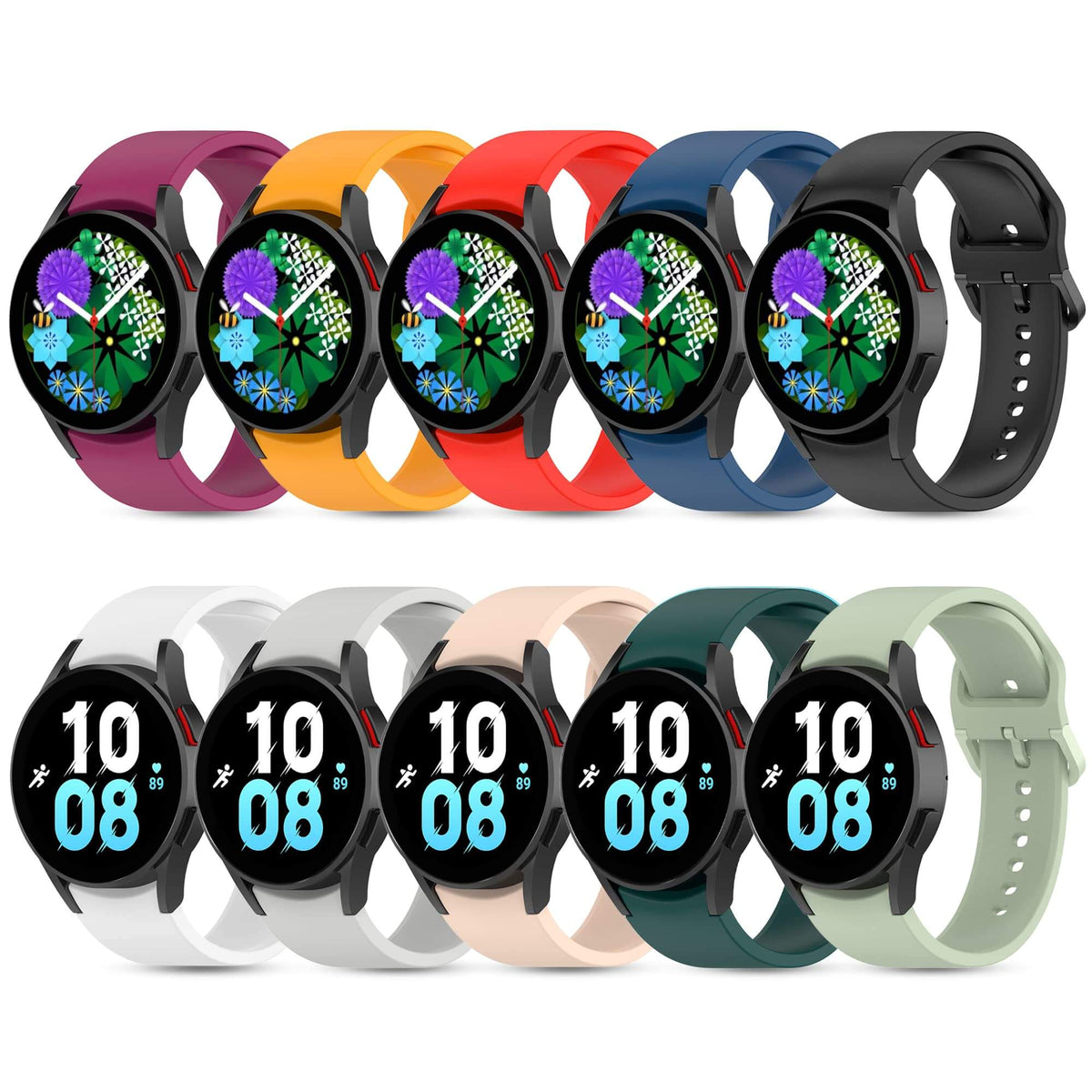 JADINET 10-Pack Silicone Bands for Samsung Galaxy Watch – 20mm
