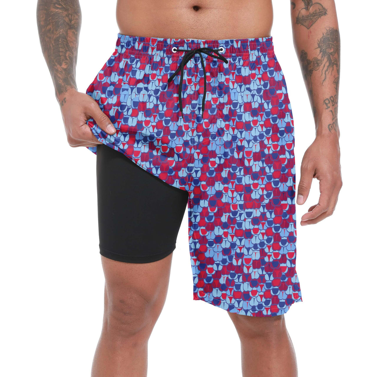 S SOIBOOGS Men’s Compression-Lined Swim Trunks