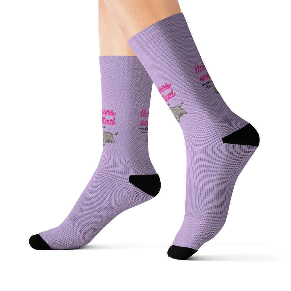 Unicorns Are Real Rhino Print Funny Novelty Socks.