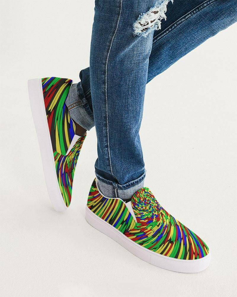 multicolor slip-on canvas sneakers