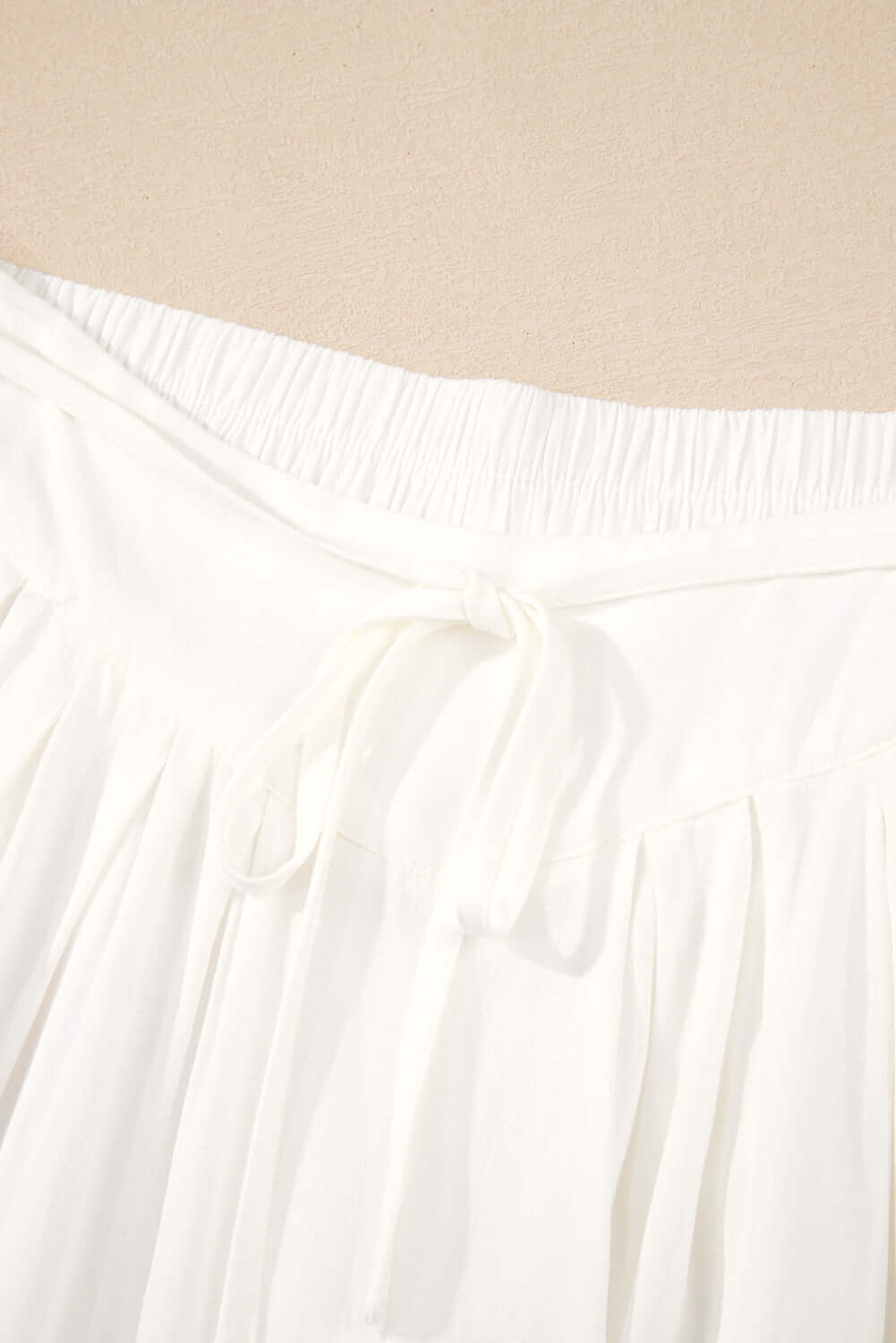 Solid Drop Waist Pleated Wide Leg Pants