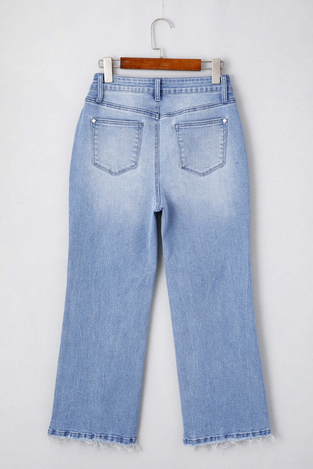 Solid Mineral Wash Raw Hem Flared Jeans