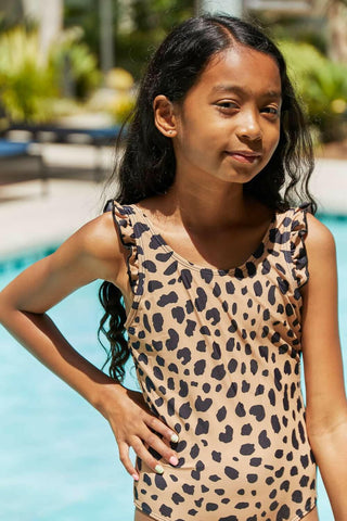 Marina West Swim Float On Ruffled One-Piece in Leopard.