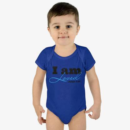 Infant Short Sleeve Bodysuit, Bodysuit, I am Loved Word Art.