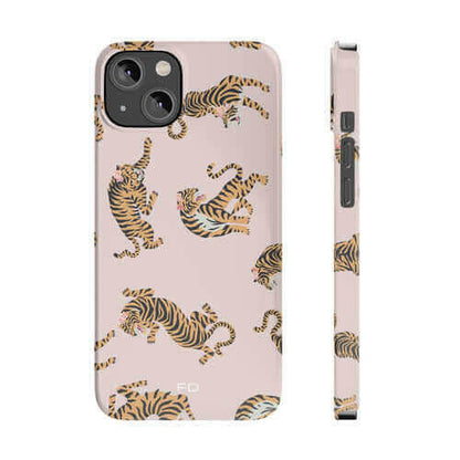 Leopard with Roses Slim Case for iPhone 14 Series.