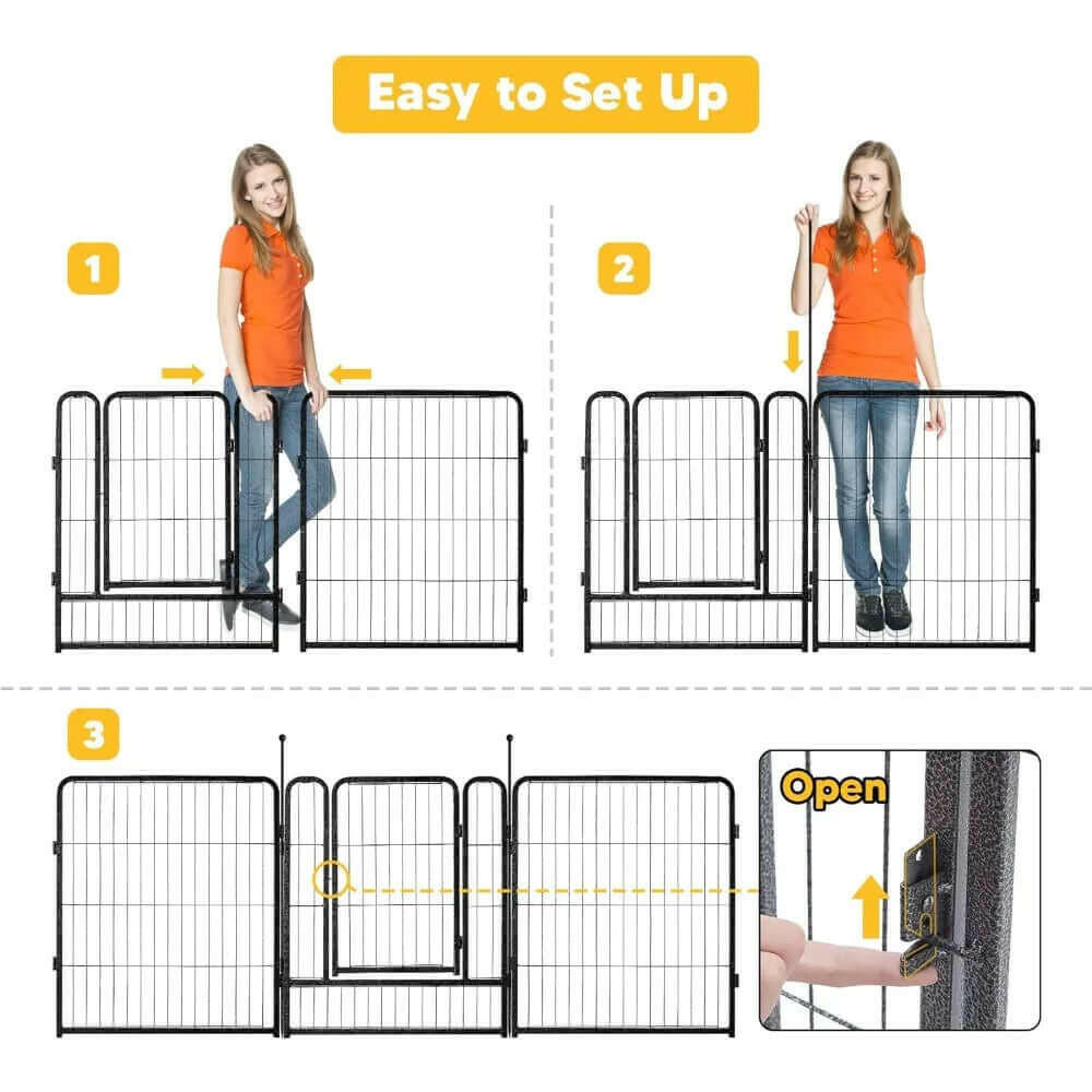 Outdoor Dog Playpen with 8/16 Panels, 40 Inch Height, and Doors