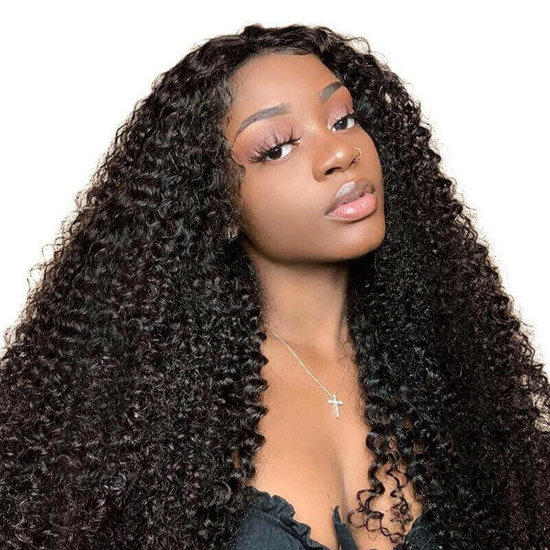 Beumax 13x6 Kinky Curly Lace Frontal Human Hair Wigs.